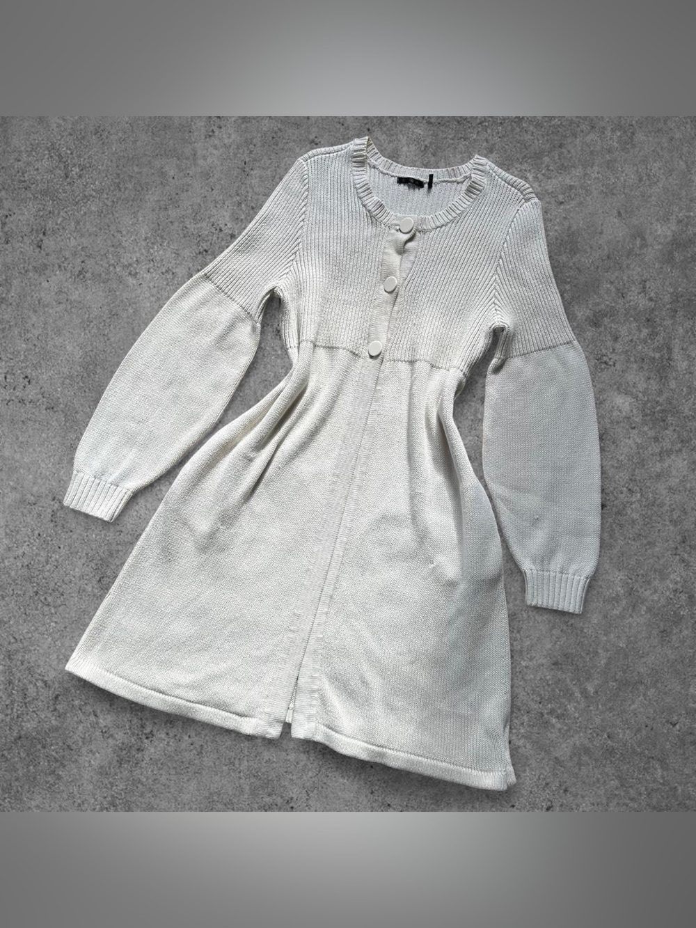 Cream White Long Knit Cardigan